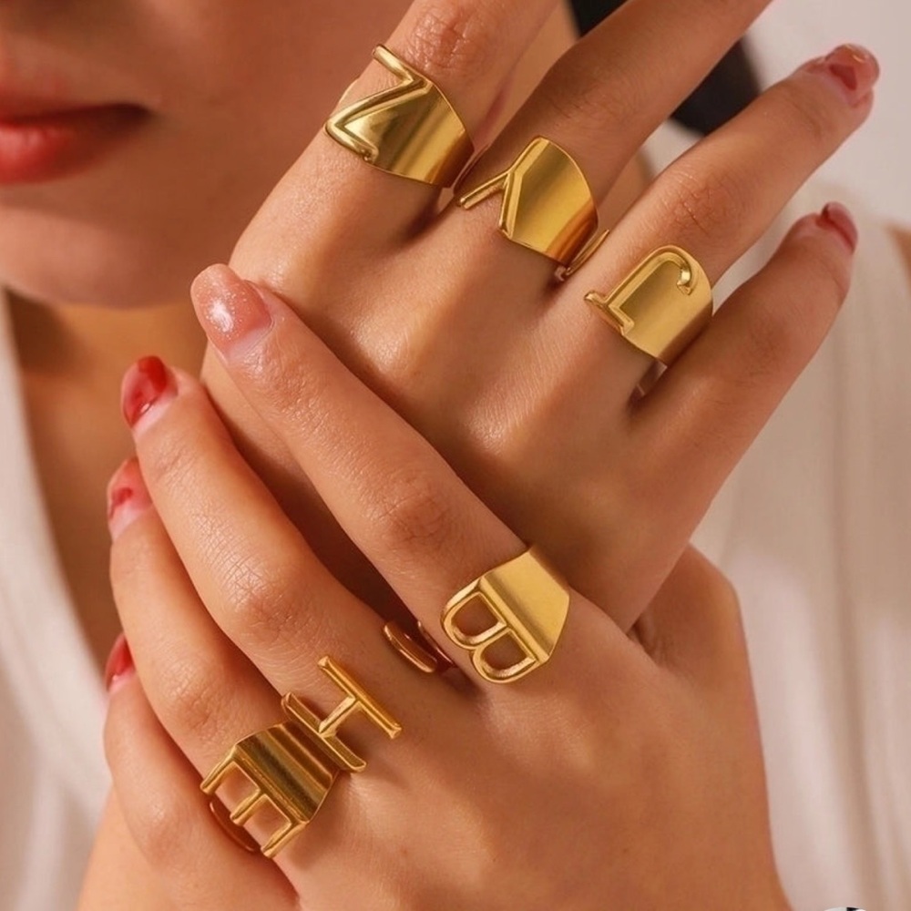 Gold Alphabet Ring